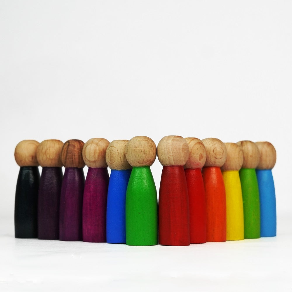 Buy Wooden Peg Dolls Toy Set of 12 Pcs in Rainbow Colors | Natural Toys