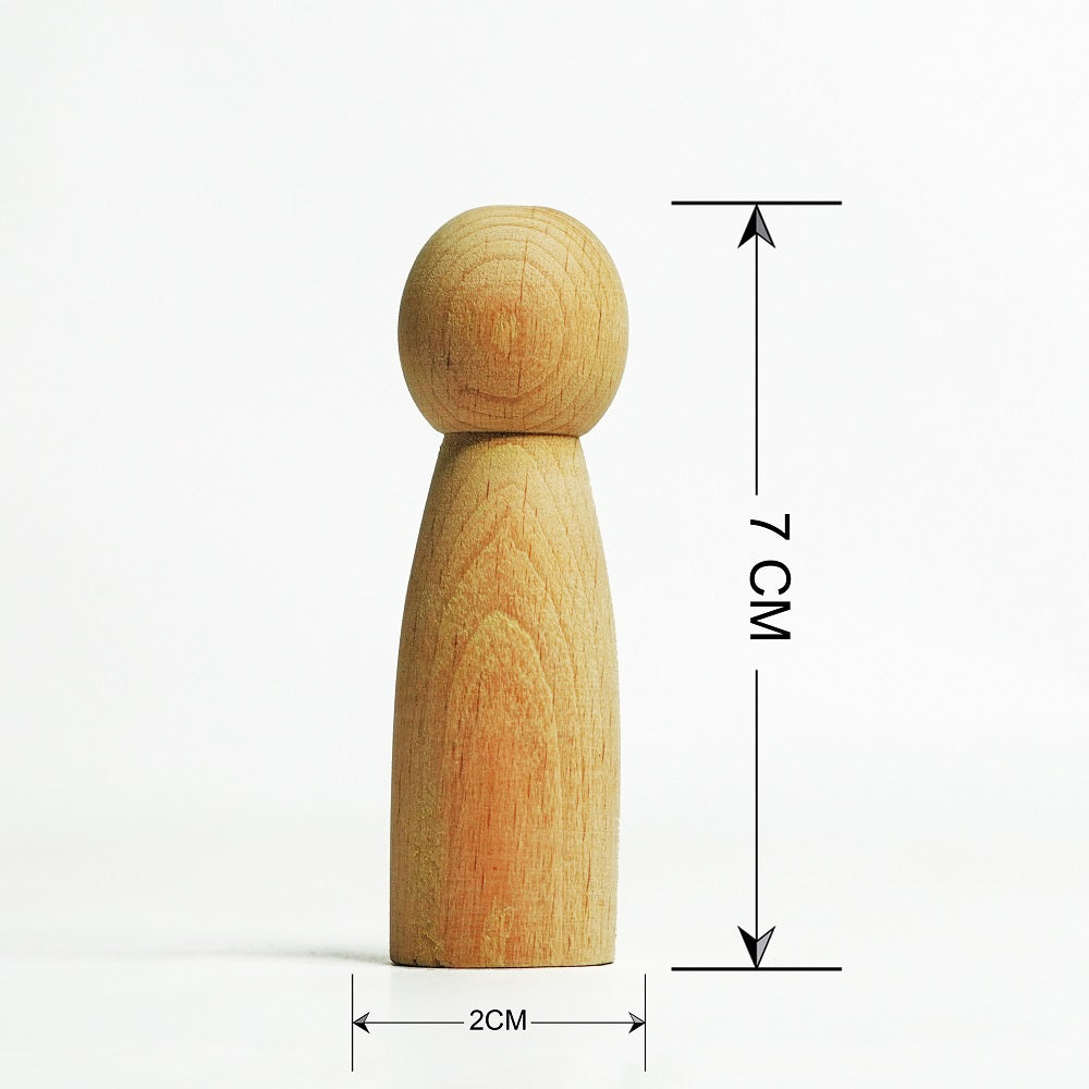 Wooden Peg Dolls Toy Set of 12 Pcs in Rainbow Colors | Natural Toys