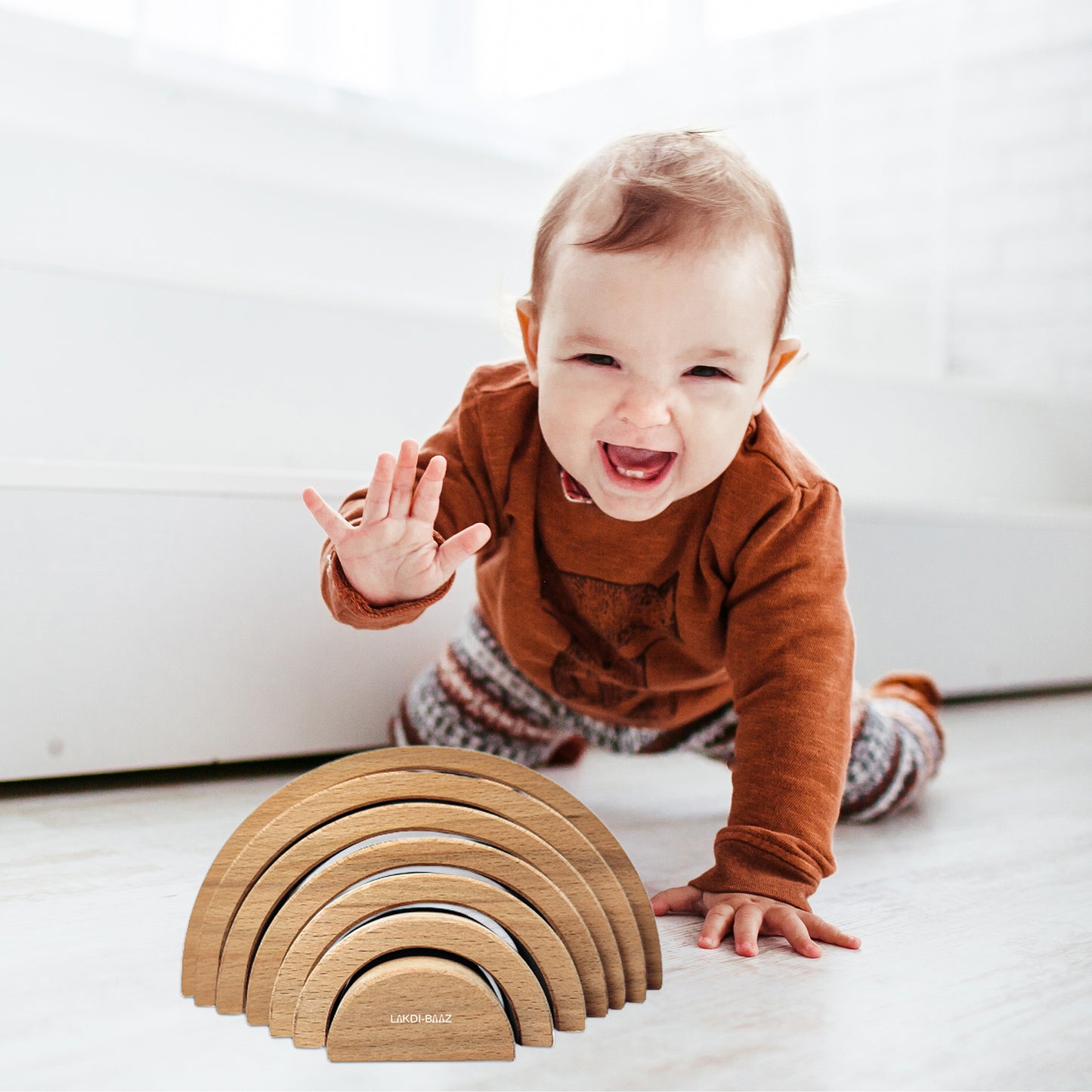 Buy 7 PC Wooden Uncolored Rainbow Stacker | Natural Toys