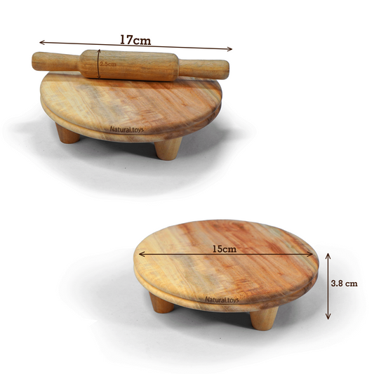 Buy Kids play Montessori kitchen set Pretend toy Wooden Chakla Belan for kids Rolling Pin and Board Kids Cooking Toys | Natural Toys