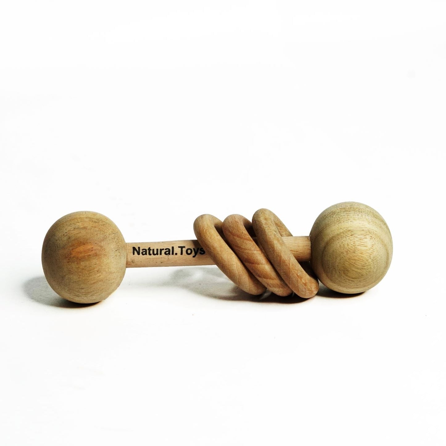 Buy Wooden Dumbbell Rattler Cum Teether Completely Natural Toy | Natural Toys