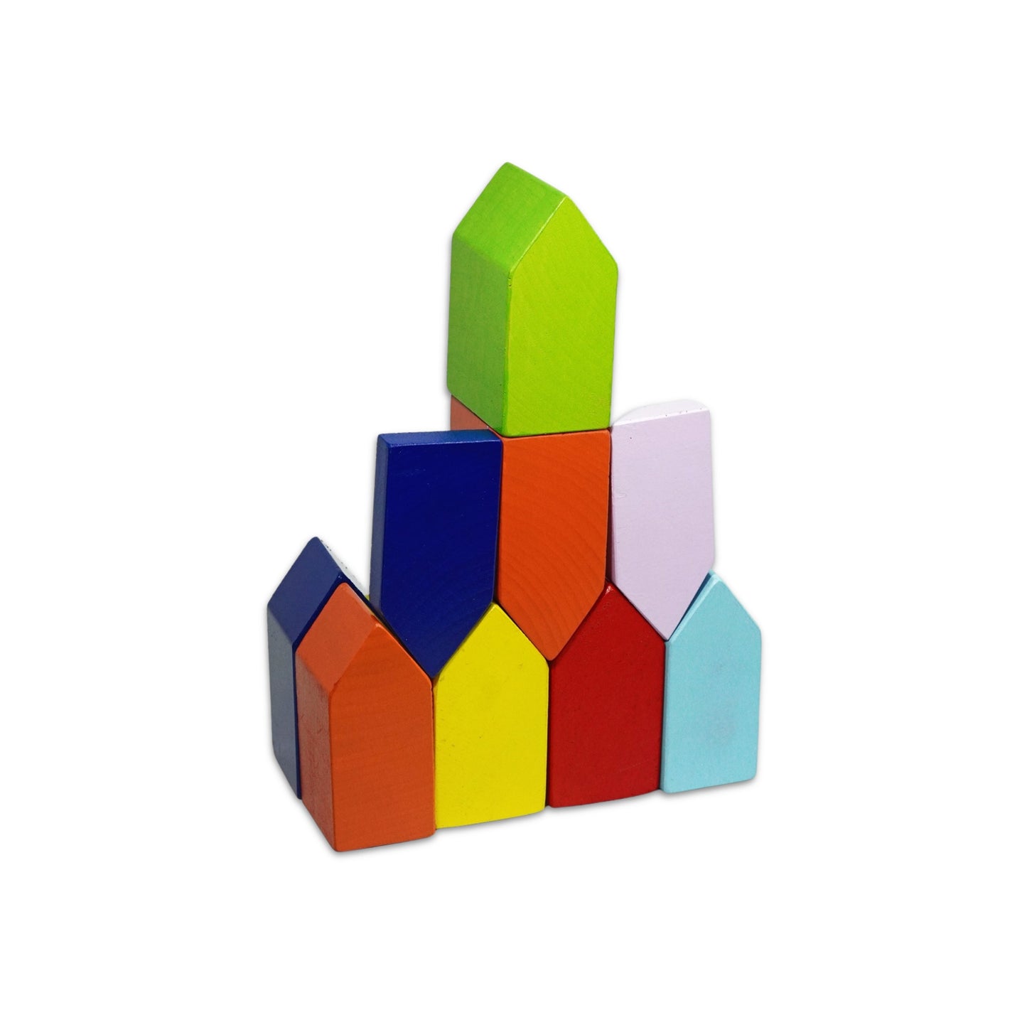 10PC Wooden Pretend Toy House Set Rainbow Color
