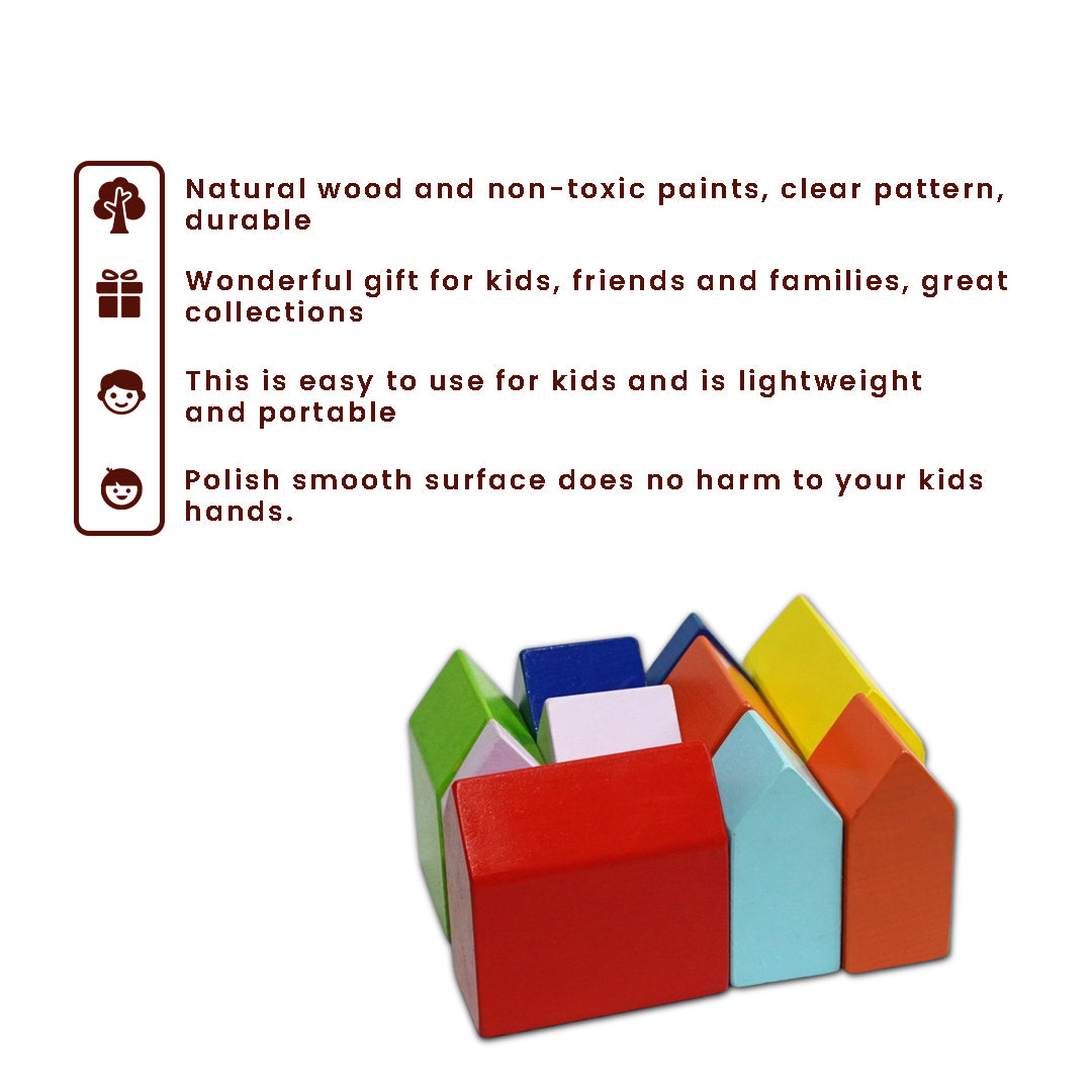 Buy 10PC Wooden Pretend Toy House Set Rainbow Color | Natural Toys