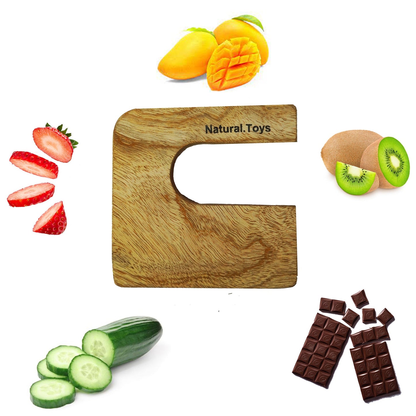 Natural Toys | Kids Wooden Cutting Board with Montessori Knife