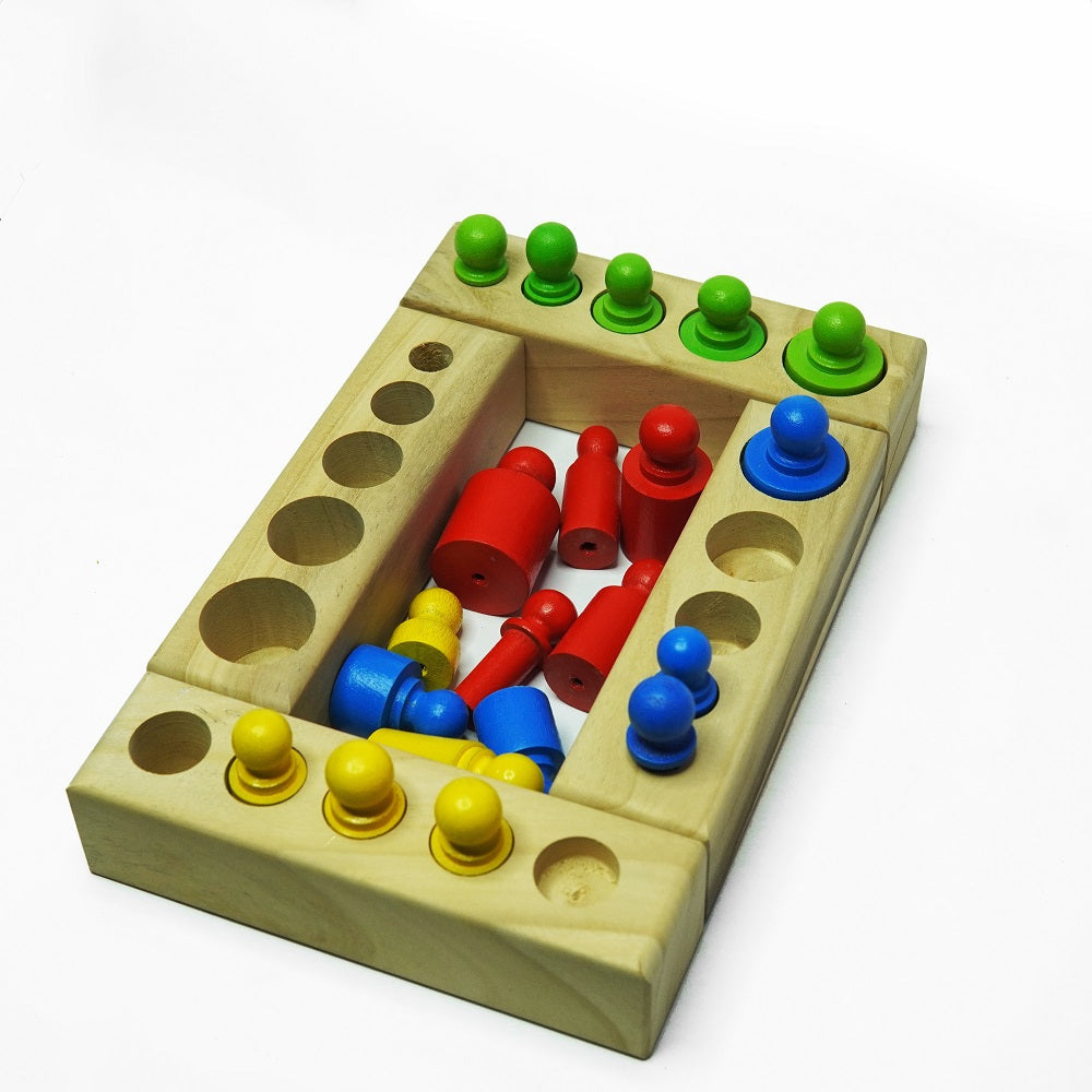 Natural Toys | Colourful 4 Block Wooden Knobbed Cylinder - Montessori Toy