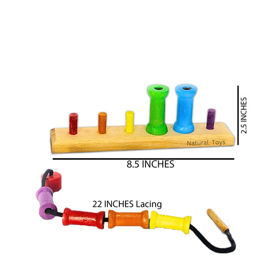 Buy Wooden Lacing Toy with 6 Lacing Pegs and Needle | Natural Toys