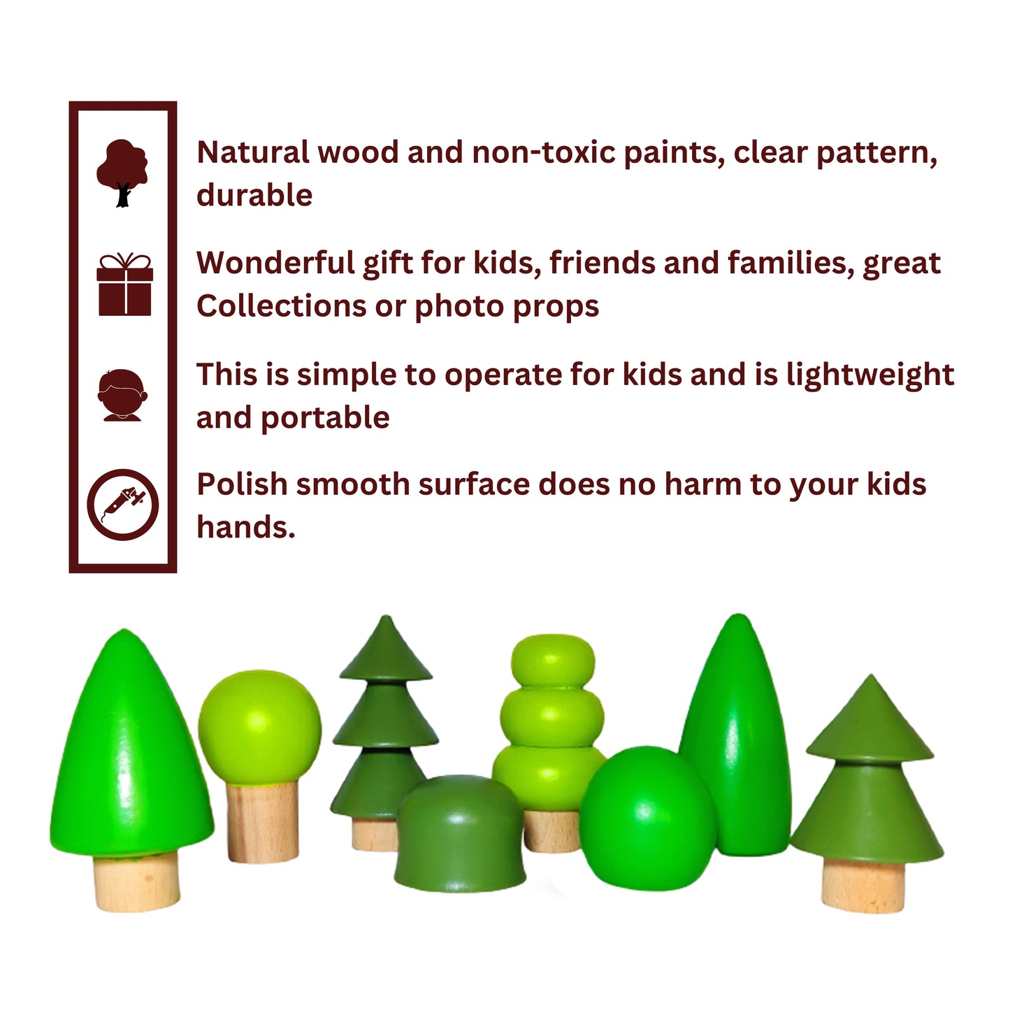 Buy Wooden Tree Set of 8 Trees Natural Pretend Toy | Natural Toys