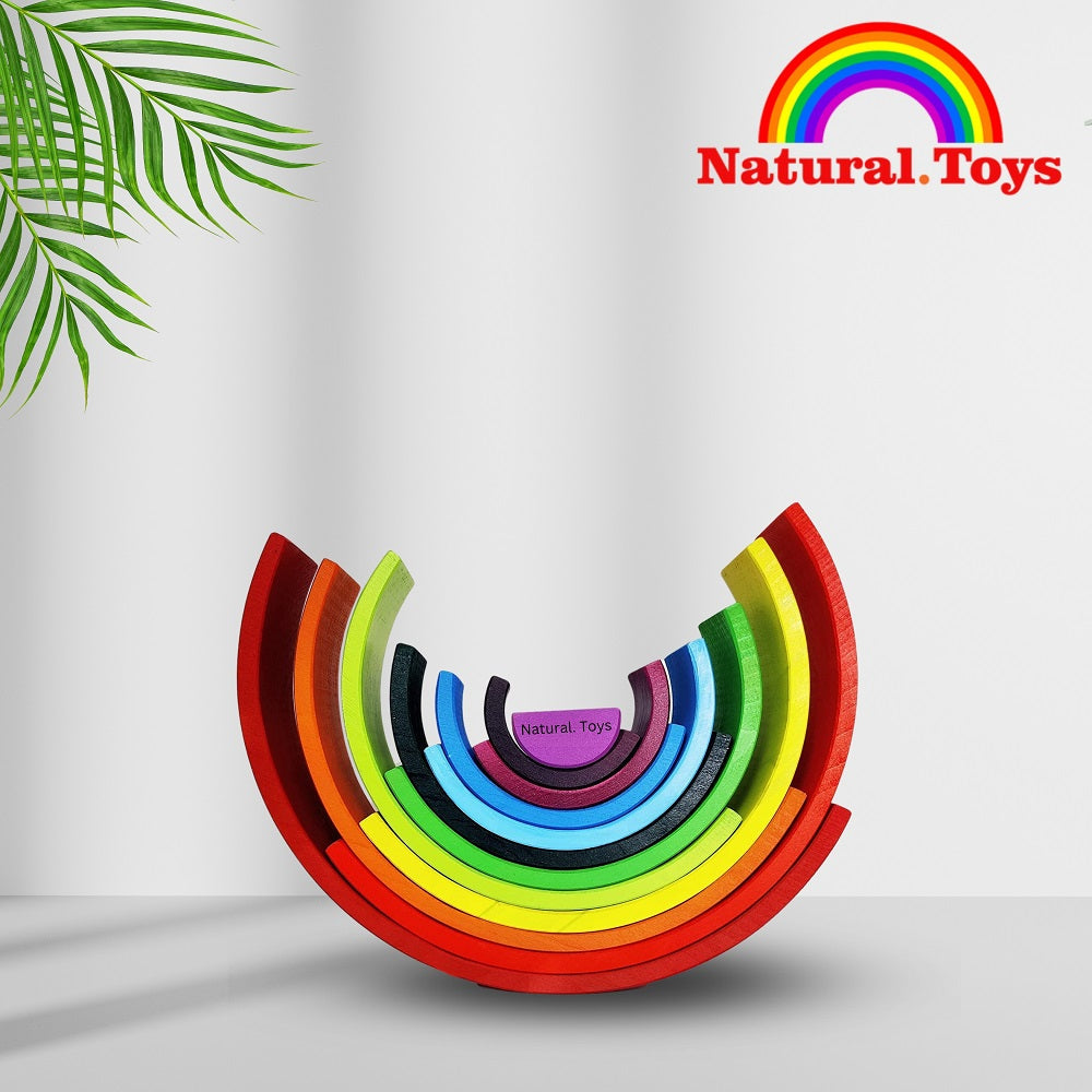 Natural Toys 12 Piece Wooden Rainbow Stacker