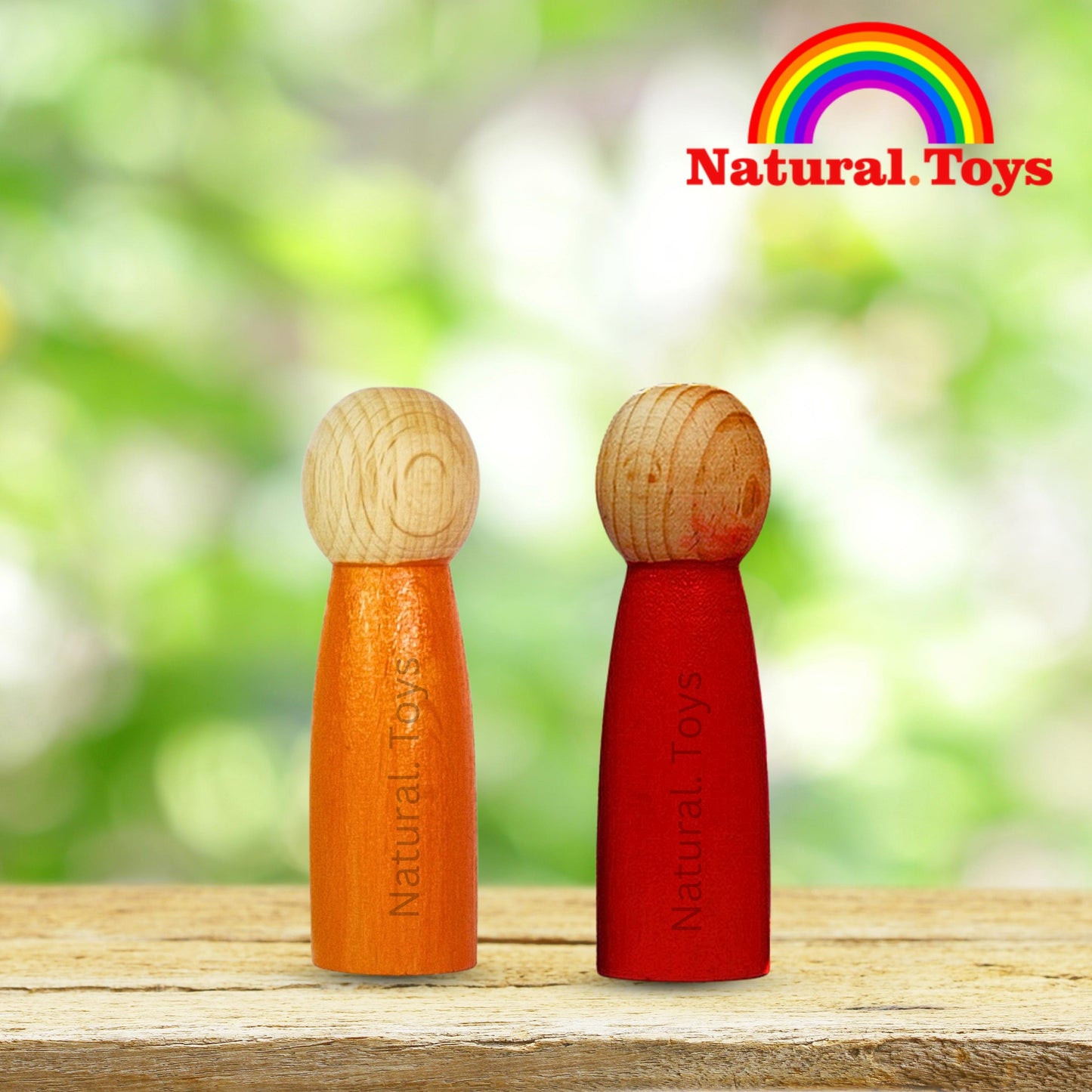 Wooden Peg Dolls Toy Set of 7 Pcs  Rainbow Colors| Natural Toys |
