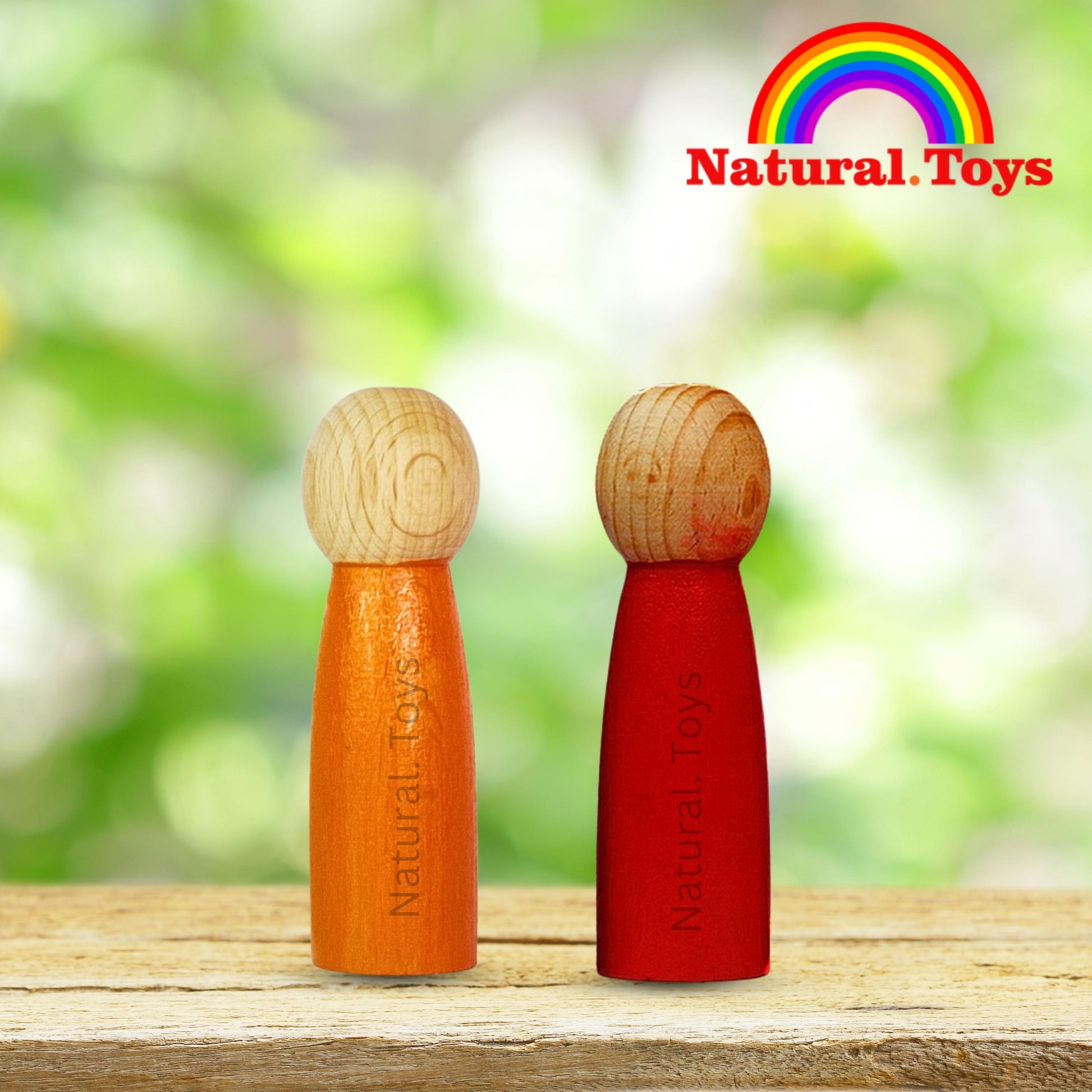 Wooden Peg Dolls Toy Set of 7 Pcs  Rainbow Colors| Natural Toys |