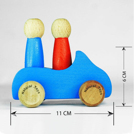 Buy Natural.Toys Wooden Push Pull Toy Car with Two Wooden Peg Dolls Voilet