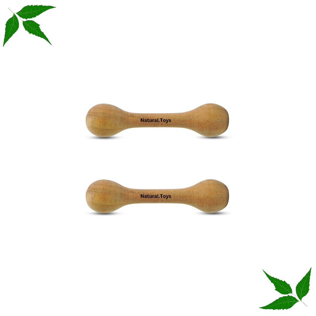 Buy Wooden Teether Dumbler Dumbbell Sticks For Babies, Baby wood baby Teether Chusni Sacker/ Soother Rattle Nibbler Teething Toy teeher for baby