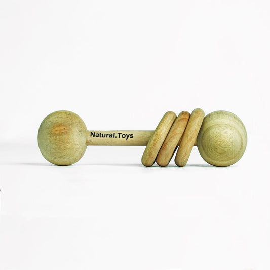 Buy Wooden Dumbbell Rattler Cum Teether Completely Natural Toy | Natural Toys