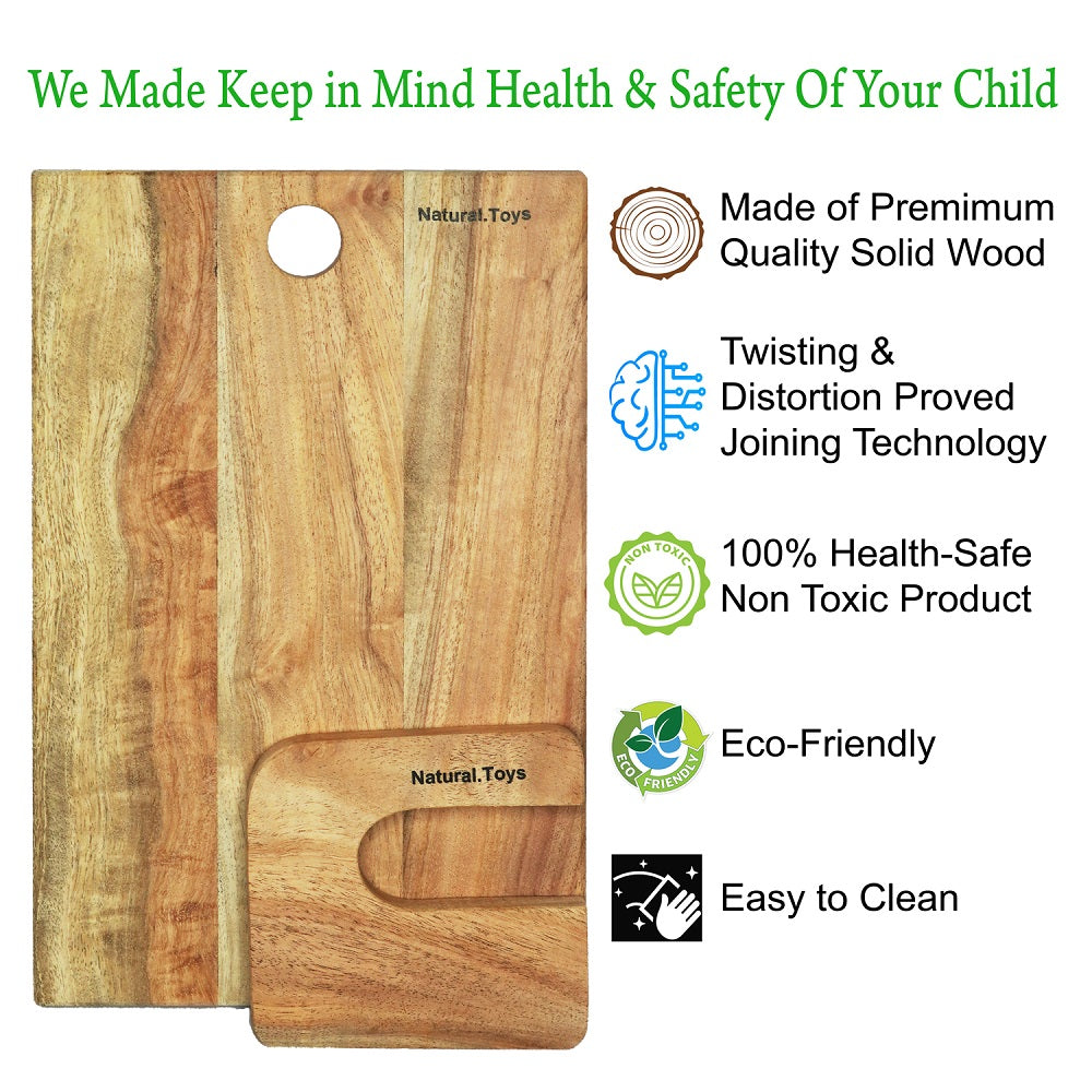 Natural Toys | Kids Wooden Cutting Board with Montessori Knife
