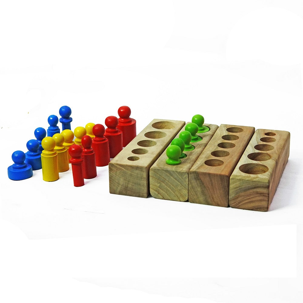 Buy Colourful 4 Block Wooden Montessori Knobbed Cylinder - Woden Toy | Natural Toys