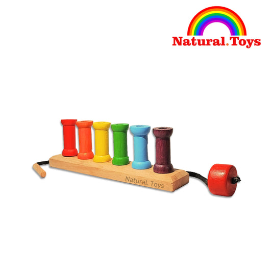 Wooden Lacing Toy with 6 Lacing Pegs and Needle