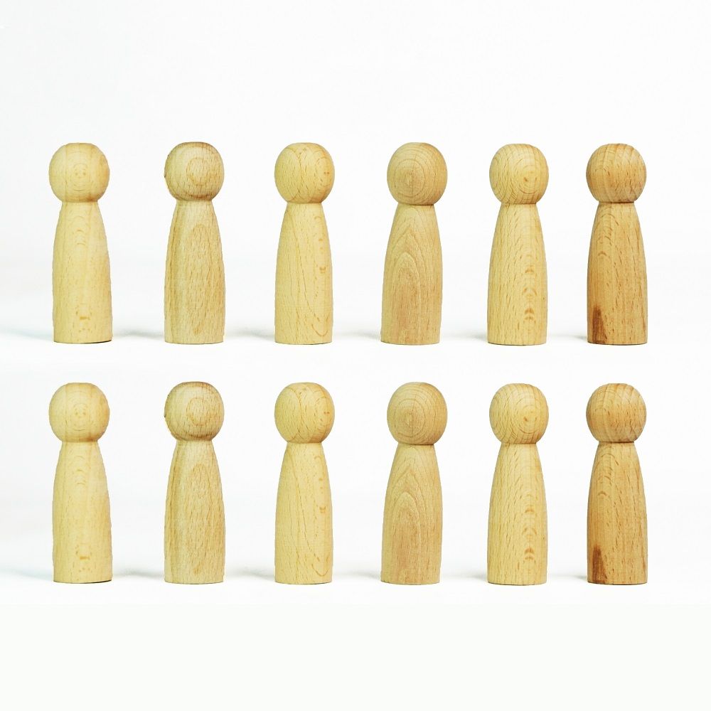 Buy Natural.Toys | Wooden Peg Dolls UnColoured 12 Pcs