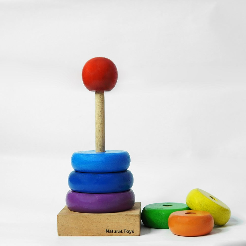 Natural Toys | Wooden Stacking Rings in Rainbow Colors