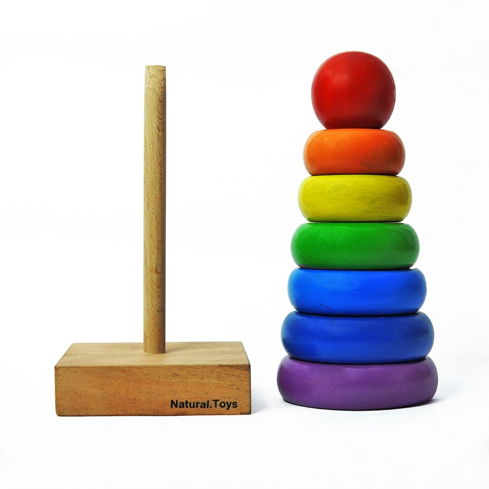 Natural Toys | Wooden Stacking Rings in Rainbow Colors